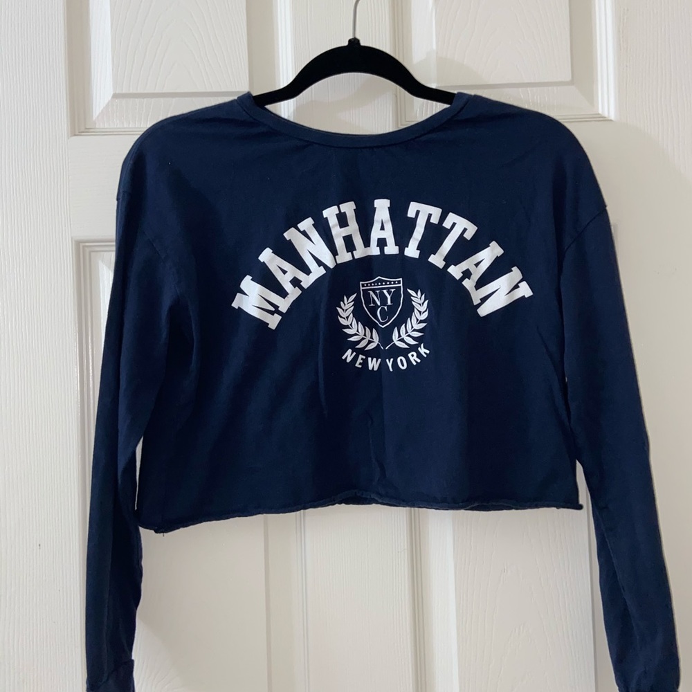Manhattan New York Long Sleeve Cropped Top
